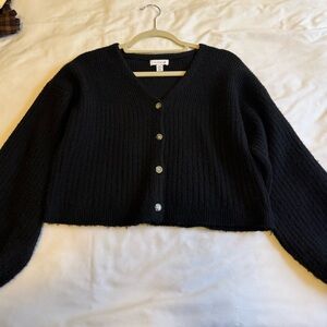 Topshop Black Button-Up Cardigan